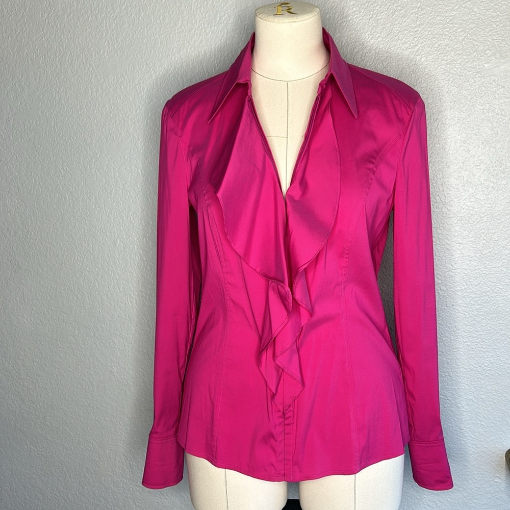 Escada zippered ruffle blouse
